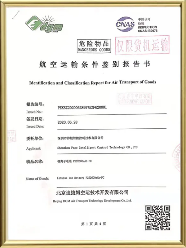 PACE Active Balancing BMS 16S 100A 41047 121 report-for-air-lithium-ion-battery-pack